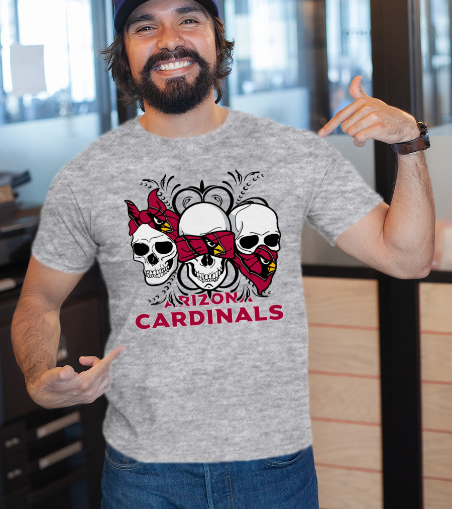 Arizona Cardinals Three Skulls Bandana T-Shirt