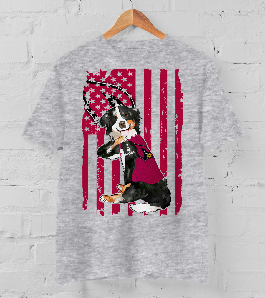 Border Collie I Love Mom Arizona Cardinals T-Shirt