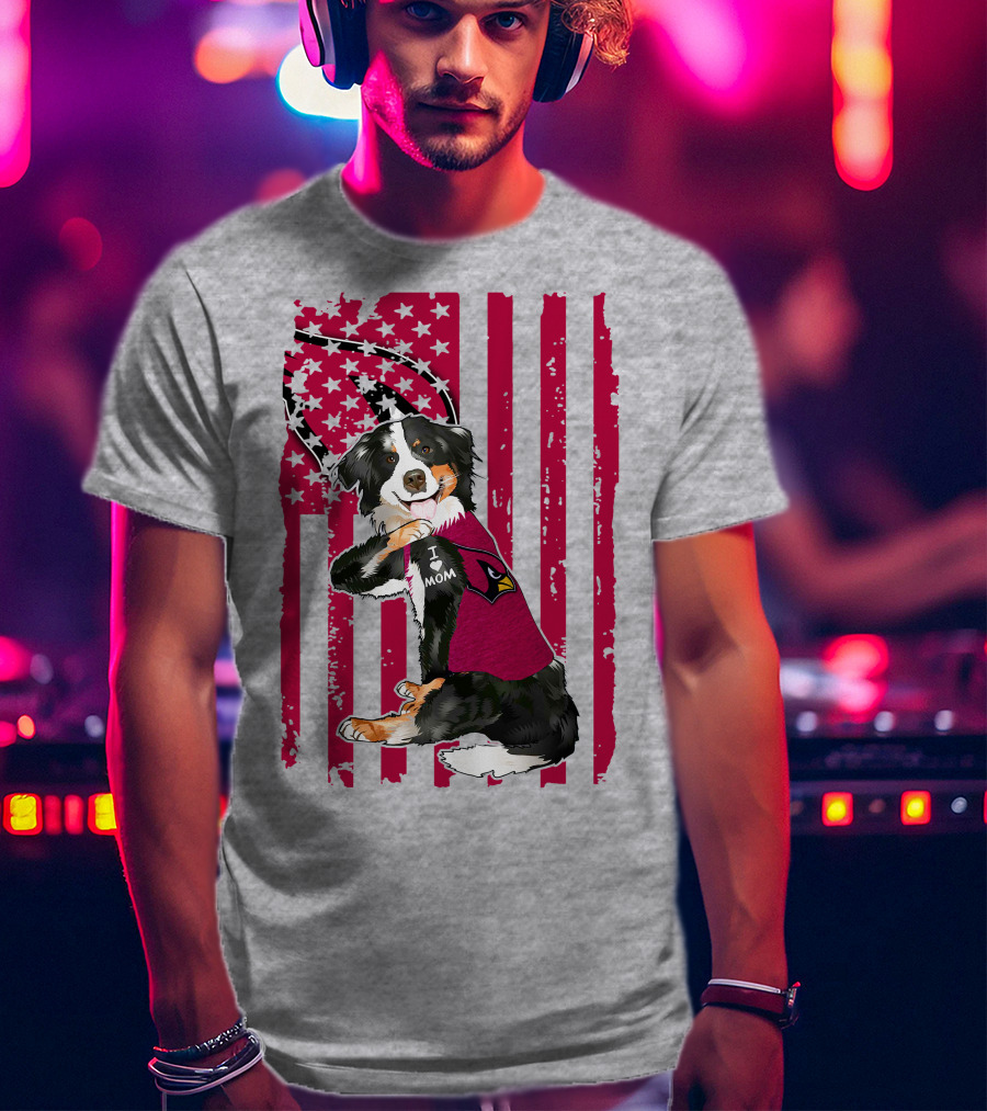 Border Collie I Love Mom Arizona Cardinals T-Shirt