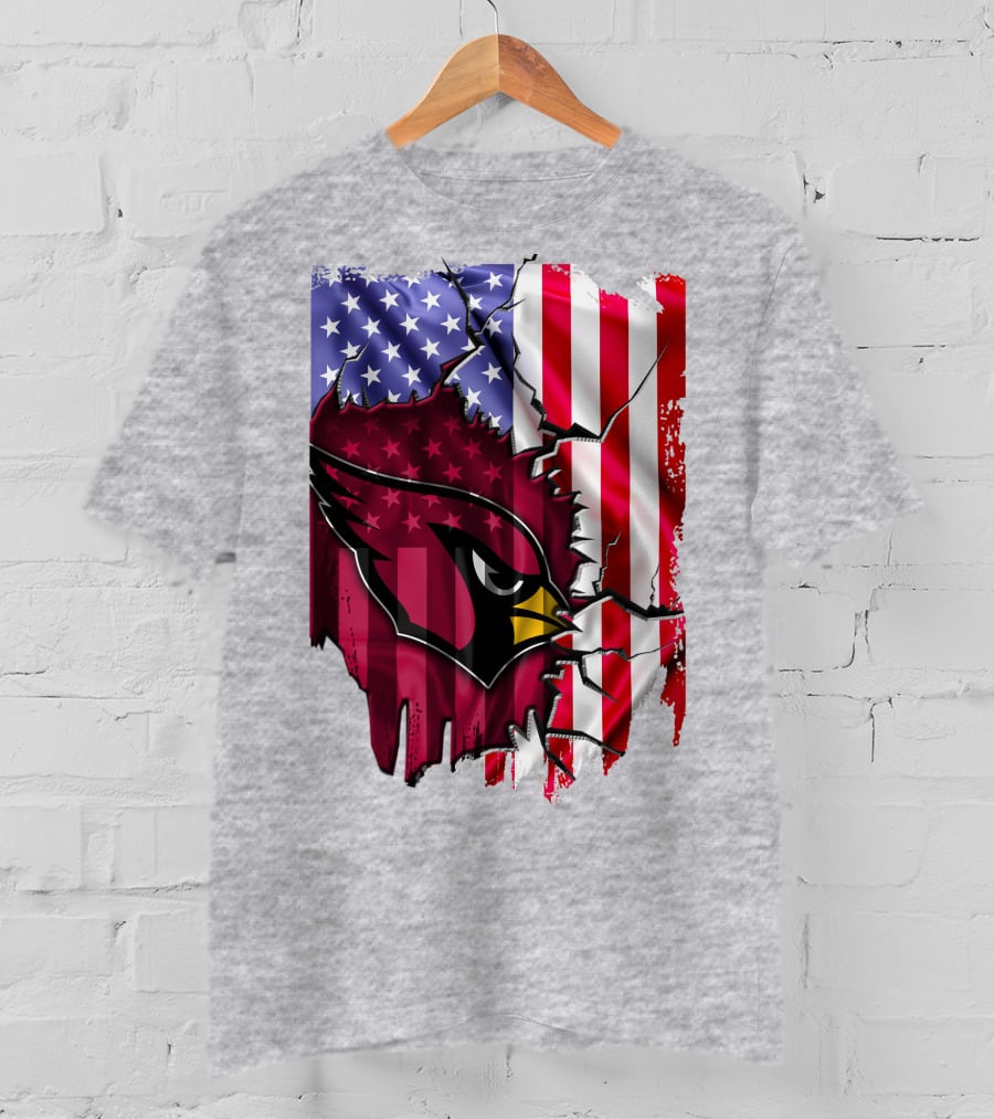 USA Flag With Arizona Cardinals T-Shirt