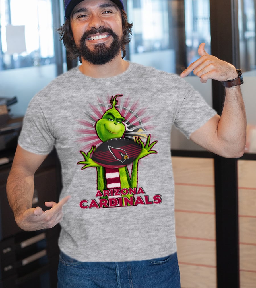 Grinch Holding Arizona Cardinals Football T-Shirt