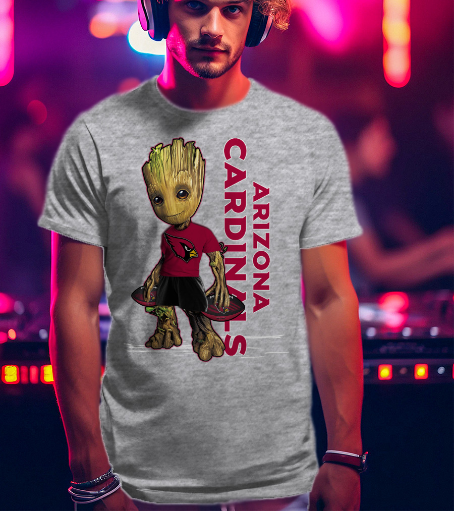 Groot Arizona Cardinals NFL Fan Art With Team Logo And Character T-Shirt