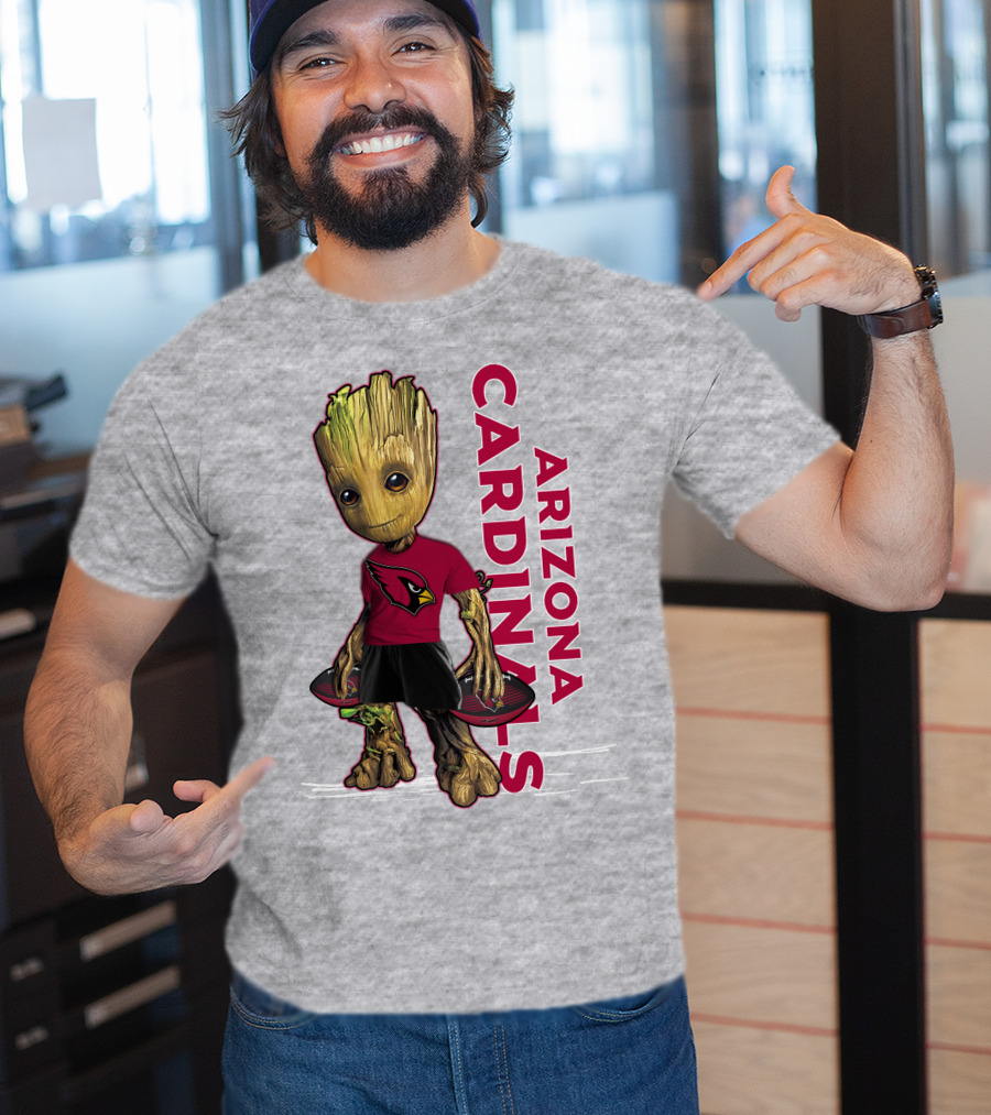 Groot Arizona Cardinals NFL Fan Art With Team Logo And Character T-Shirt