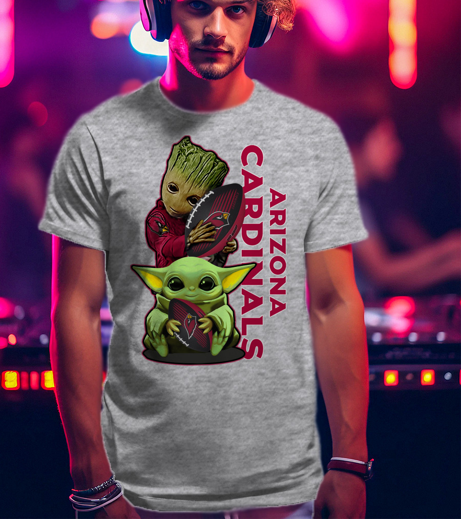 Grzd Arizona Cardinals Groot Baby Yoda Football T-Shirt