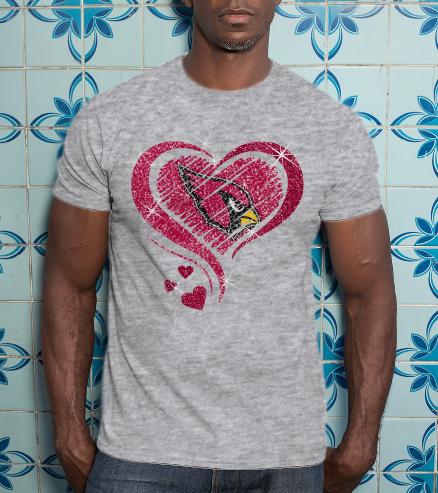 Heart Diamond Arizona Cardinals Sparkle Emblem T-Shirt