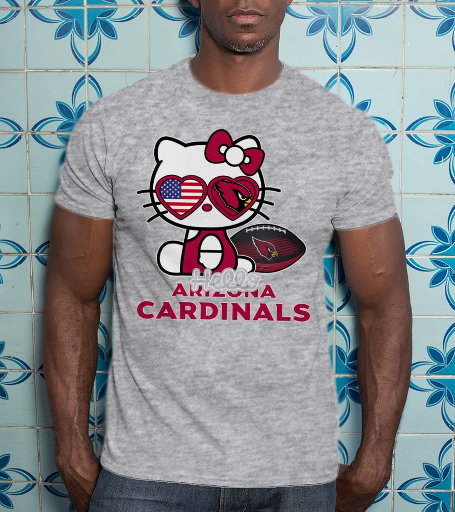 Hello Kitty Arizona Cardinals American Flag Football T-Shirt