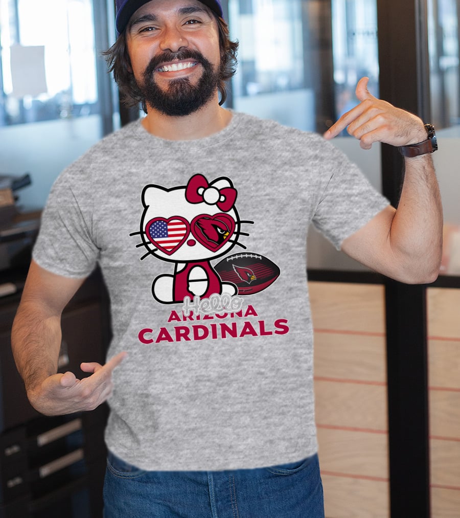 Hello Kitty Arizona Cardinals American Flag Football T-Shirt