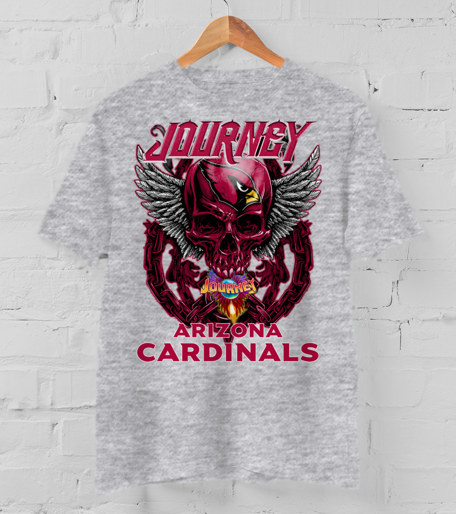 Journey Arizona Cardinals Skull Wings Flame T-Shirt