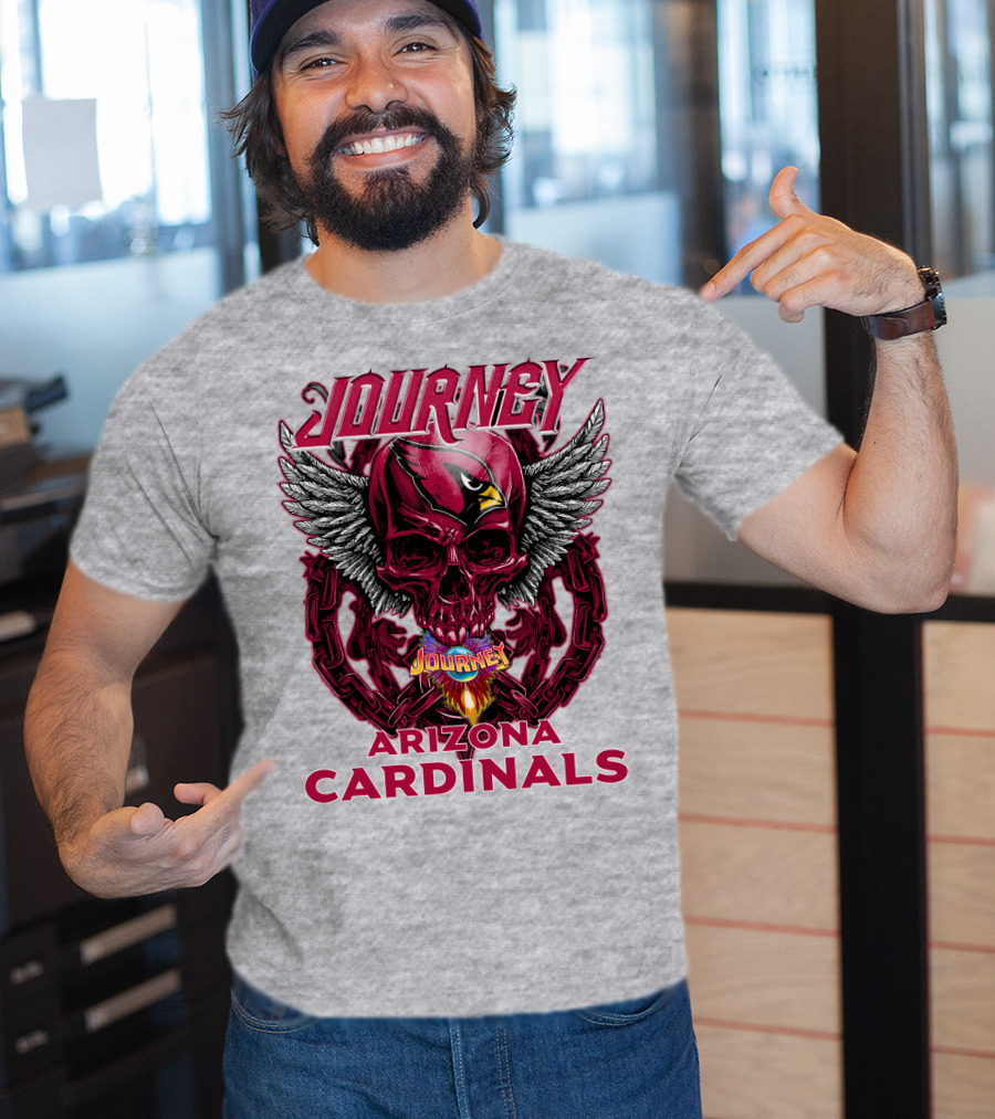 Journey Arizona Cardinals Skull Wings Flame T-Shirt