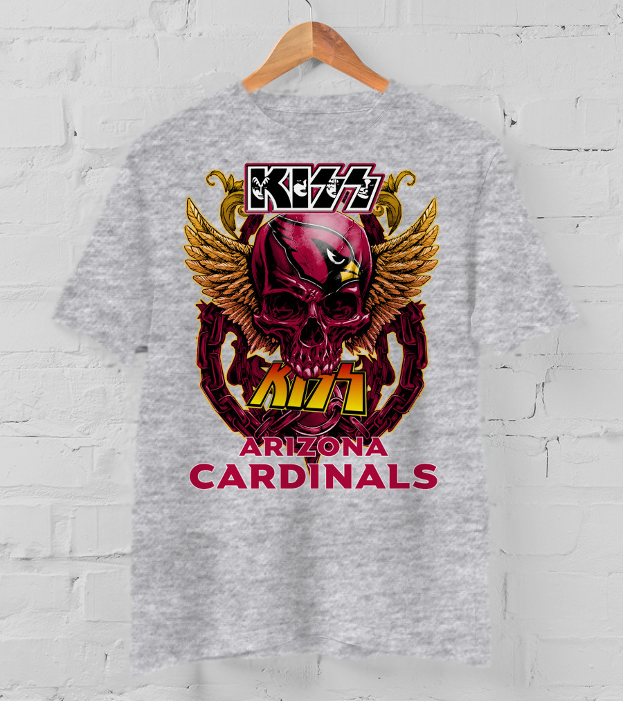 Kiss Arizona Cardinals Skull Wings T-Shirt