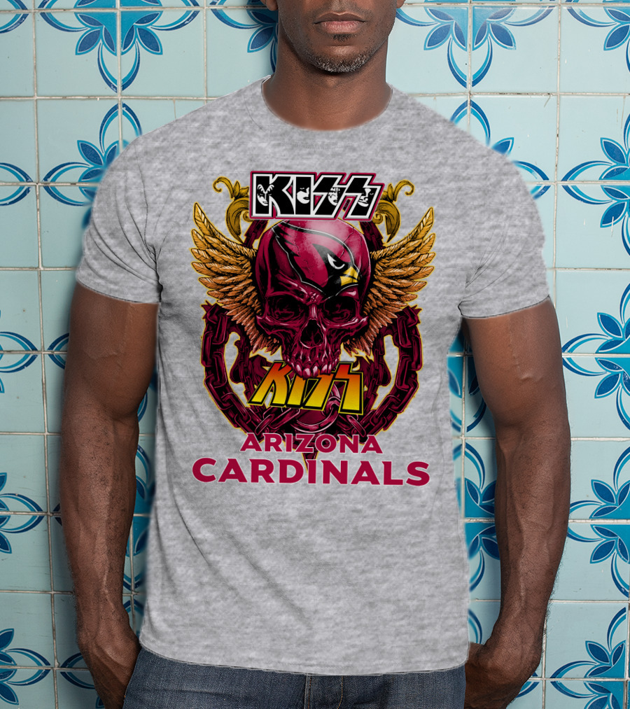 Kiss Arizona Cardinals Skull Wings T-Shirt