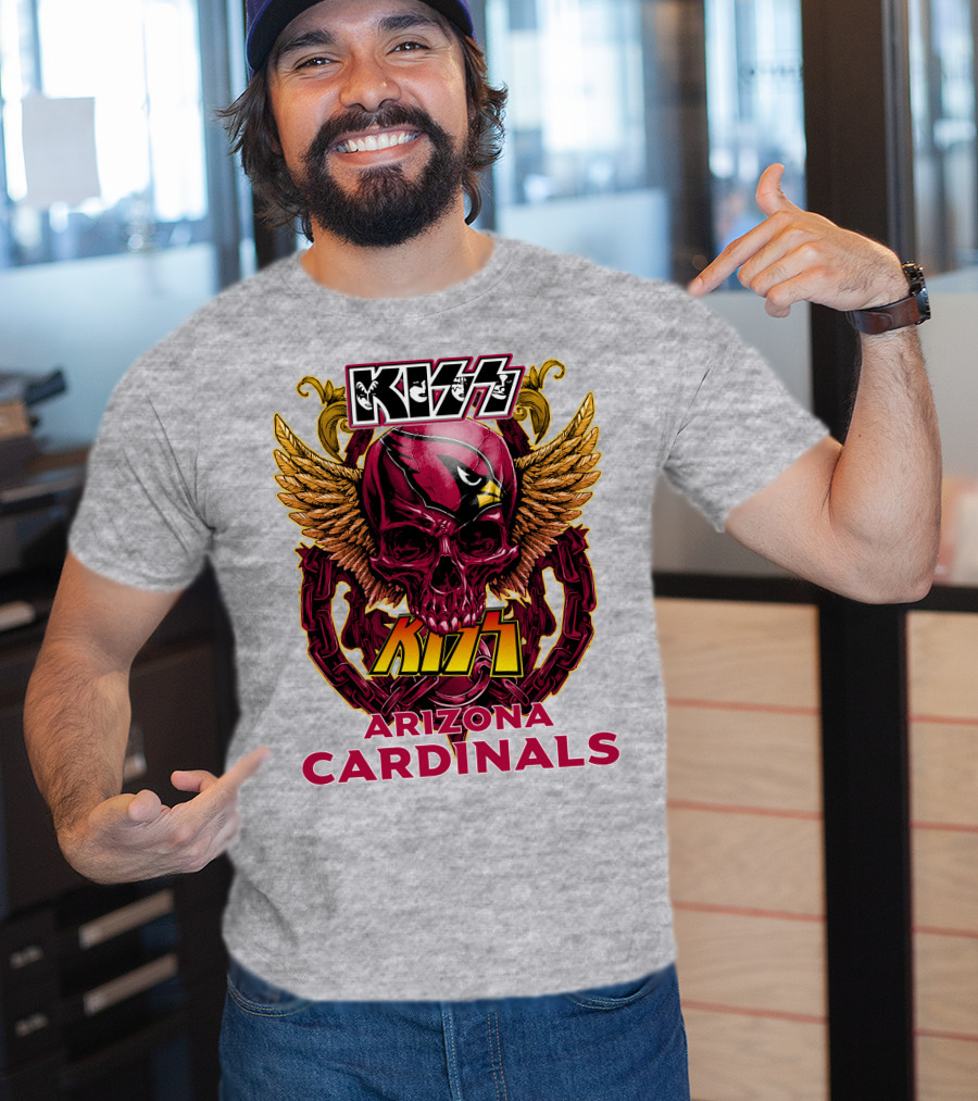 Kiss Arizona Cardinals Skull Wings T-Shirt