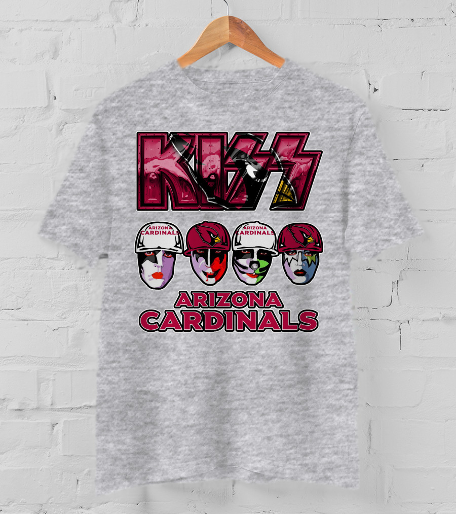 Kiss Arizona Cardinals Rock Band Helmet Faces T-Shirt