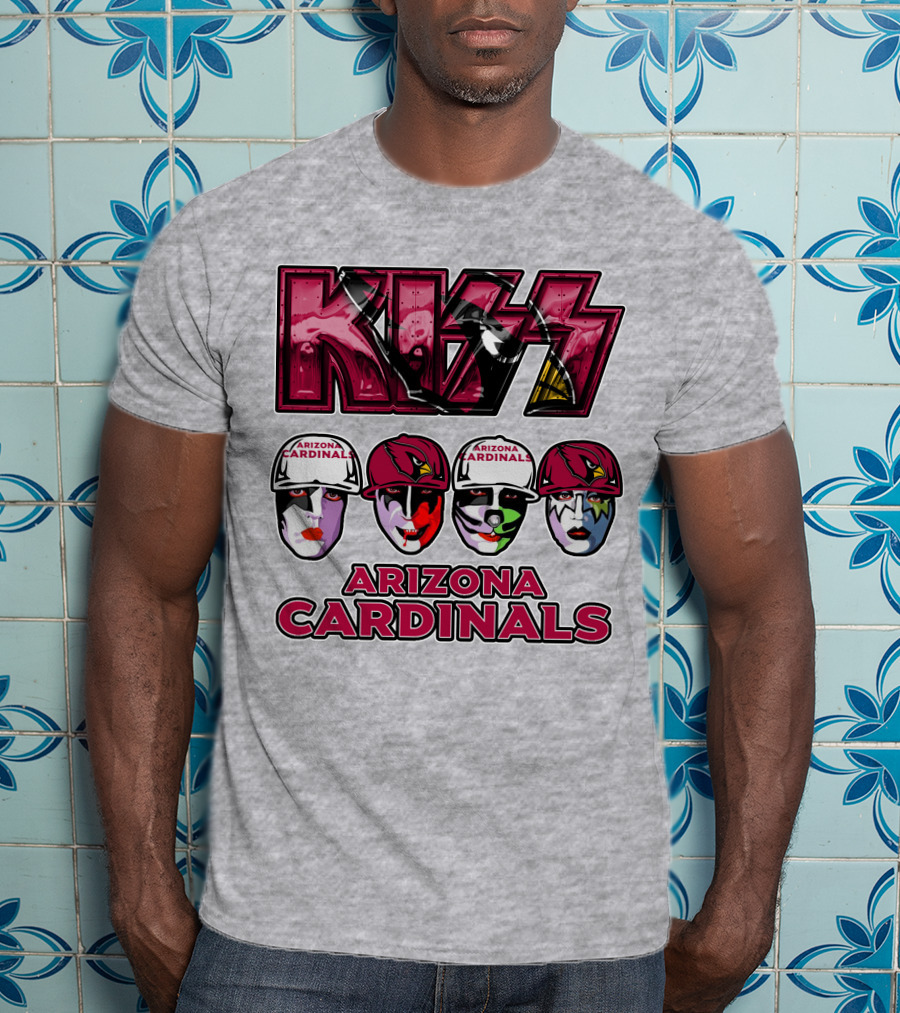 Kiss Arizona Cardinals Rock Band Helmet Faces T-Shirt