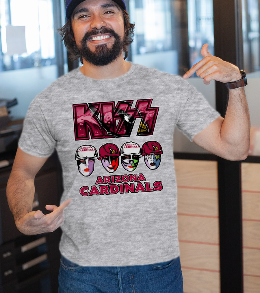 Kiss Arizona Cardinals Rock Band Helmet Faces T-Shirt
