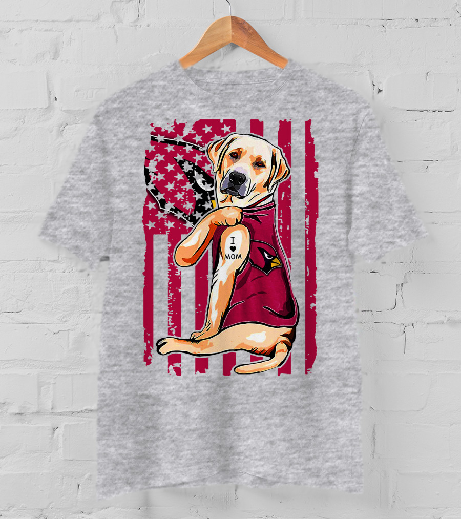 Labrador Retriever I Love Mom Arizona Cardinals Fan T-Shirt