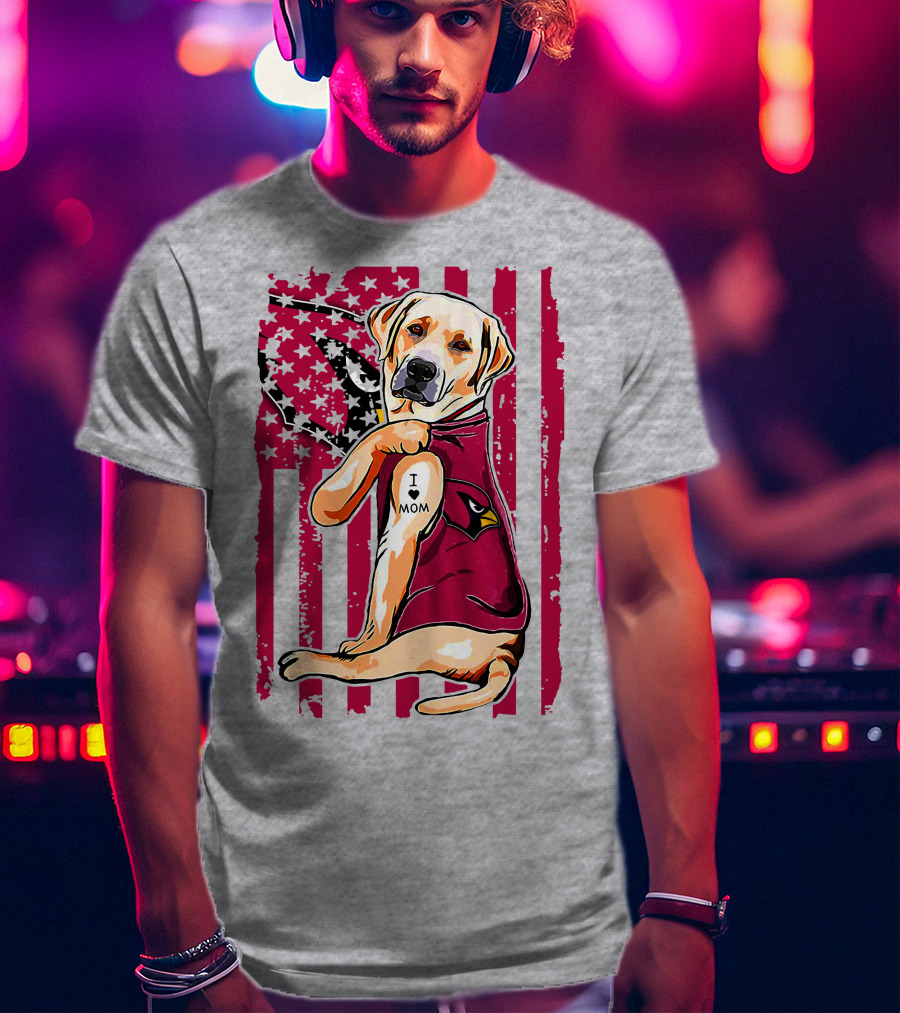 Labrador Retriever I Love Mom Arizona Cardinals Fan T-Shirt