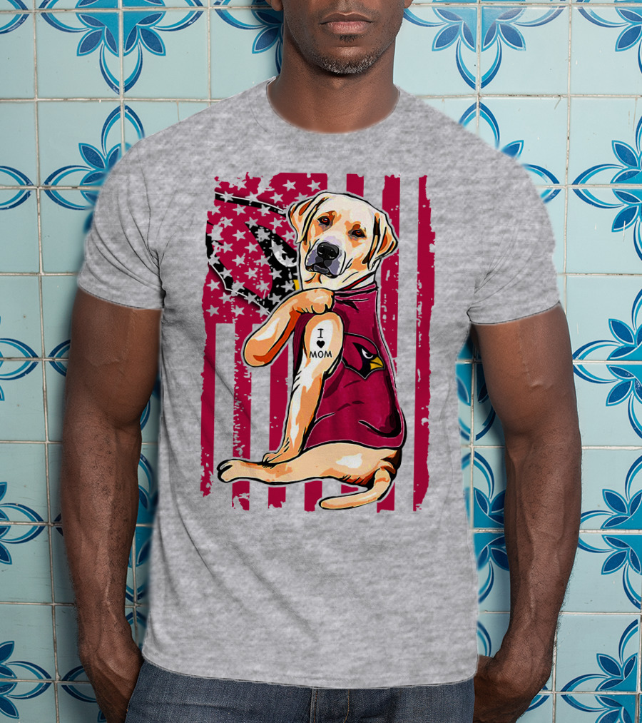 Labrador Retriever I Love Mom Arizona Cardinals Fan T-Shirt