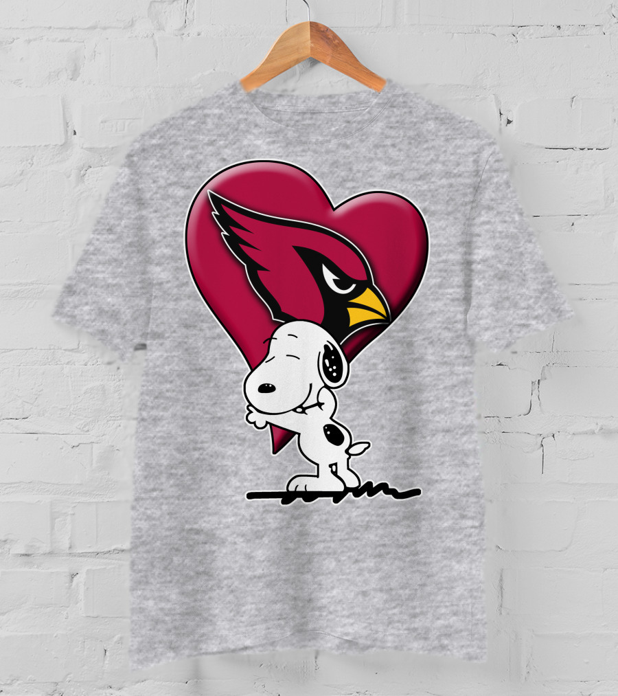 Snoopy Hugging Arizona Cardinals Heart T-Shirt