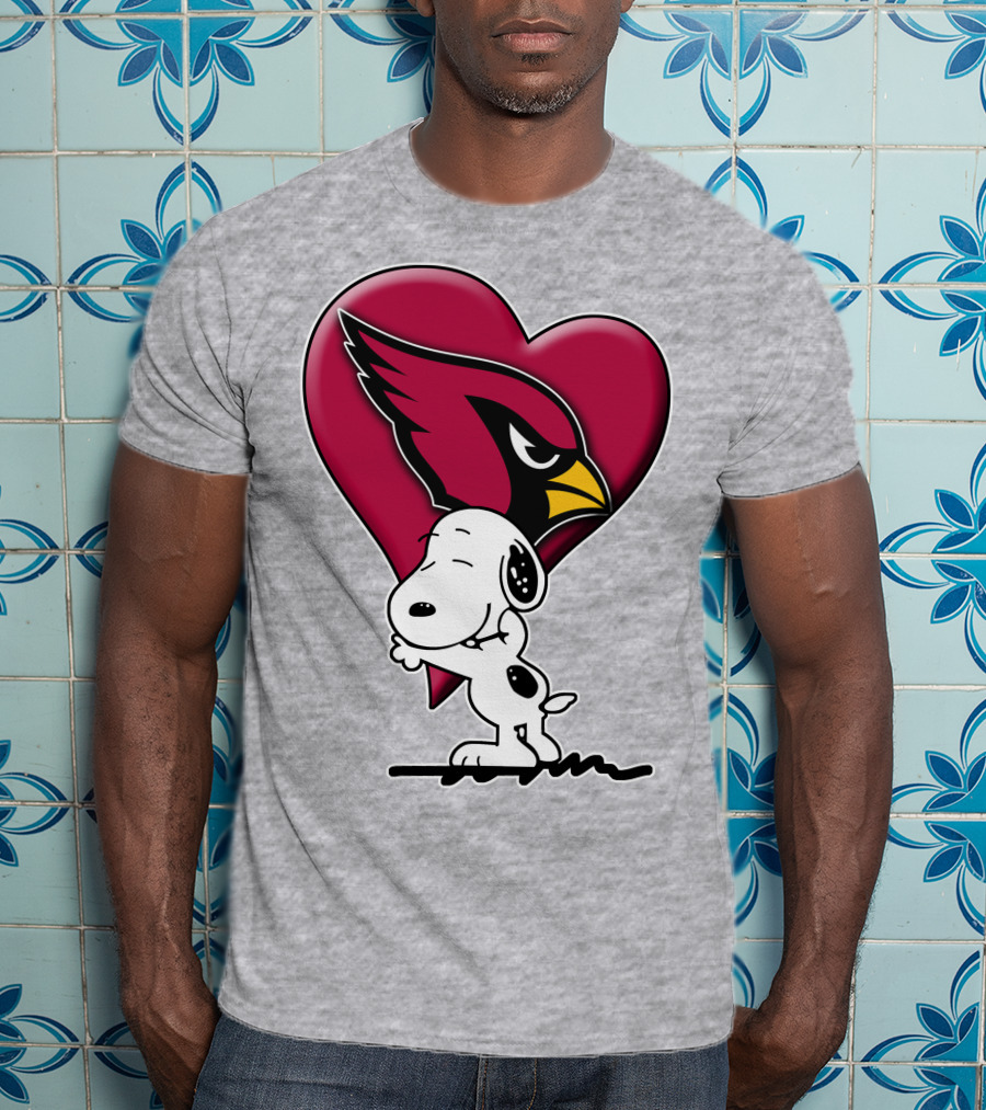 Snoopy Hugging Arizona Cardinals Heart T-Shirt