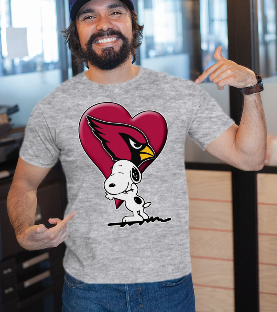 Snoopy Hugging Arizona Cardinals Heart T-Shirt