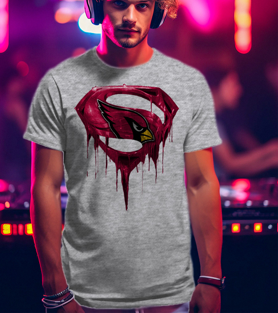 SPM Arizona Cardinals Dripping Super Hero Emblem T-Shirt