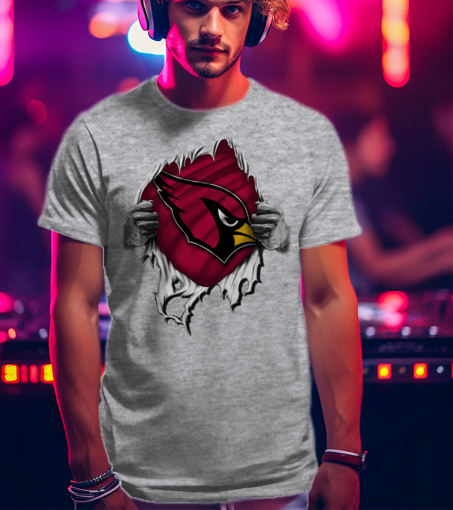 Torn Arizona Cardinals Logo Revealing Hidden Strength T-Shirt