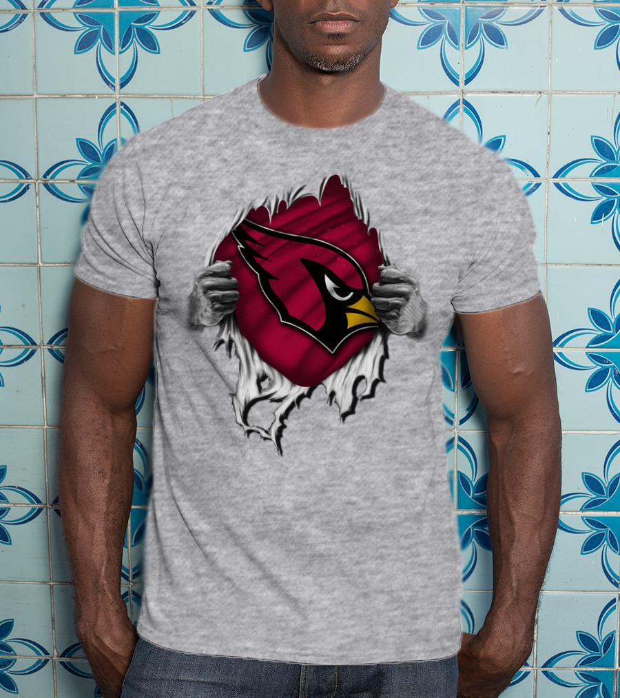 Torn Arizona Cardinals Logo Revealing Hidden Strength T-Shirt