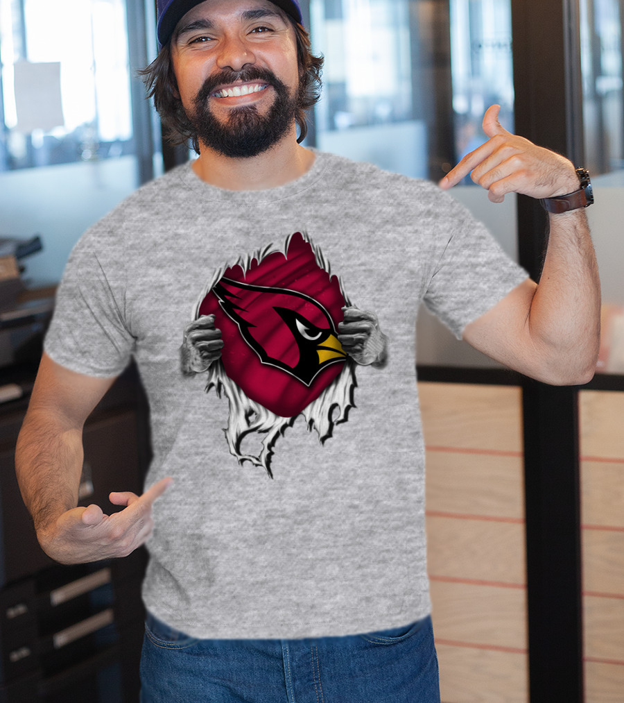 Torn Arizona Cardinals Logo Revealing Hidden Strength T-Shirt