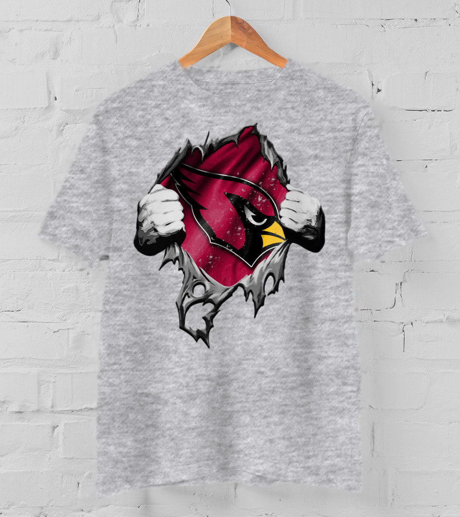 Torn Arizona Cardinals Logo With Ripped Effect And Aggressive Mascot Burst T-Shirt