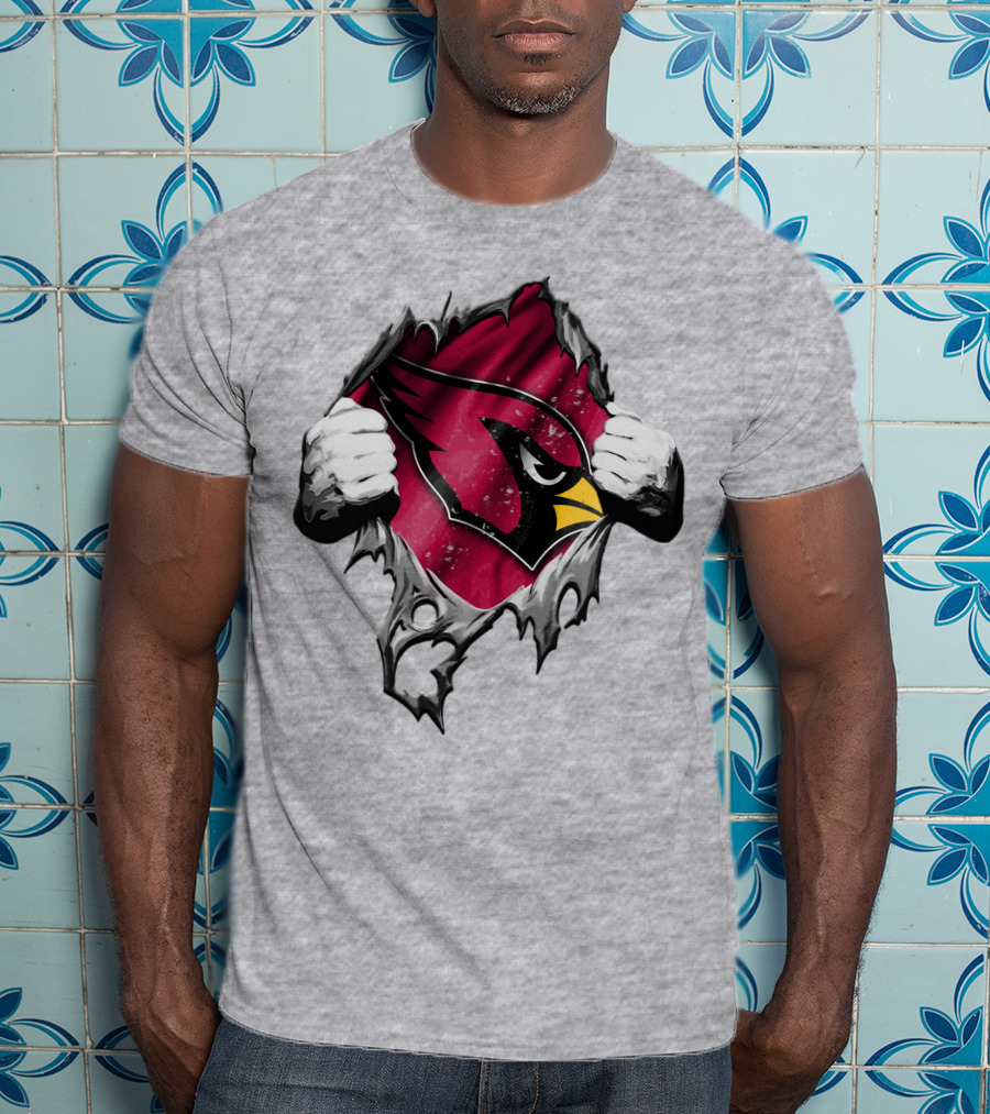 Torn Arizona Cardinals Logo With Ripped Effect And Aggressive Mascot Burst T-Shirt