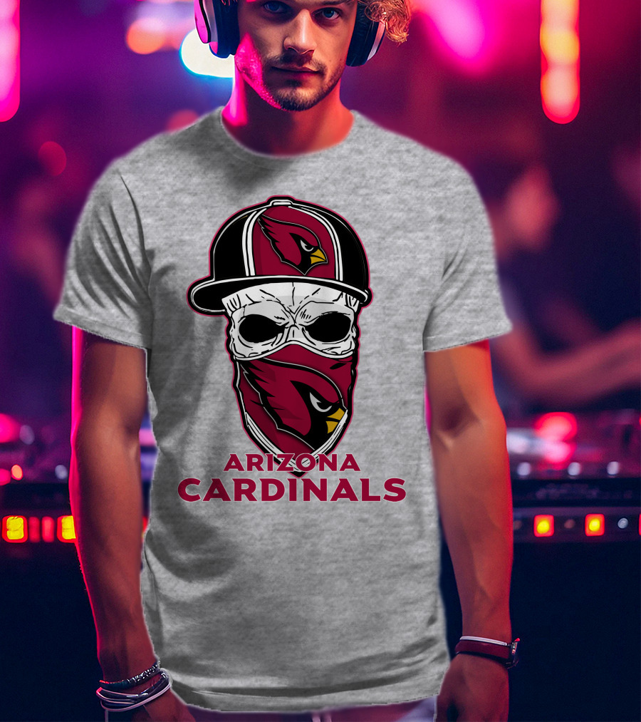 Arizona Cardinals Skull Hat T-Shirt