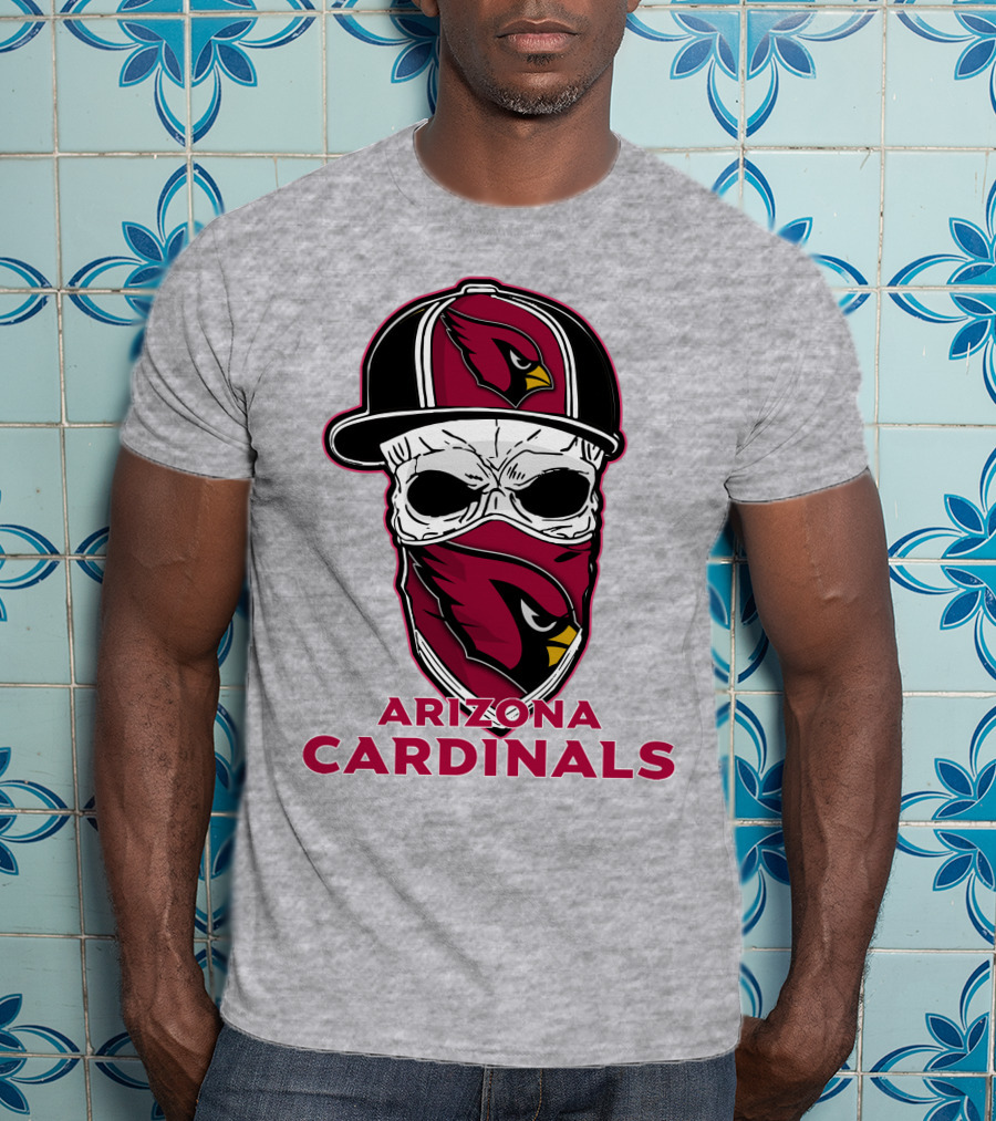 Arizona Cardinals Skull Hat T-Shirt