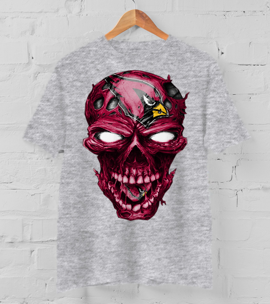 Skull V2 Arizona Cardinals Logo Fusion T-Shirt
