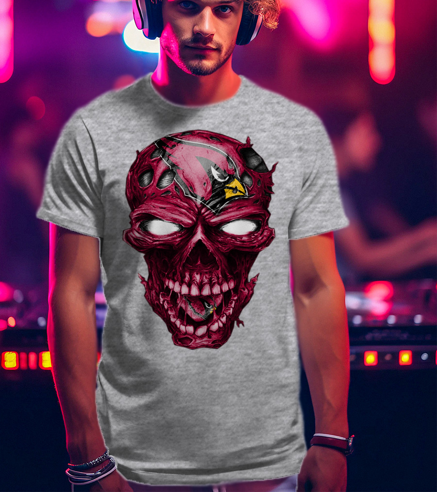 Skull V2 Arizona Cardinals Logo Fusion T-Shirt
