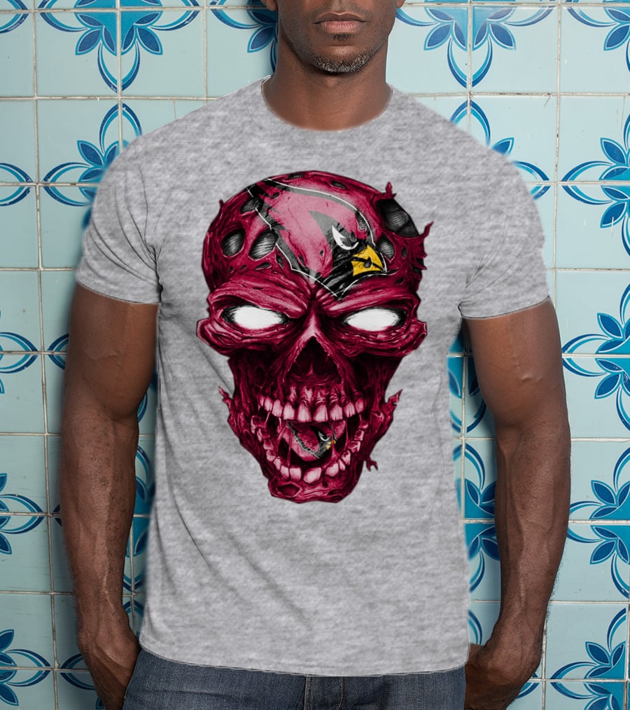 Skull V2 Arizona Cardinals Logo Fusion T-Shirt