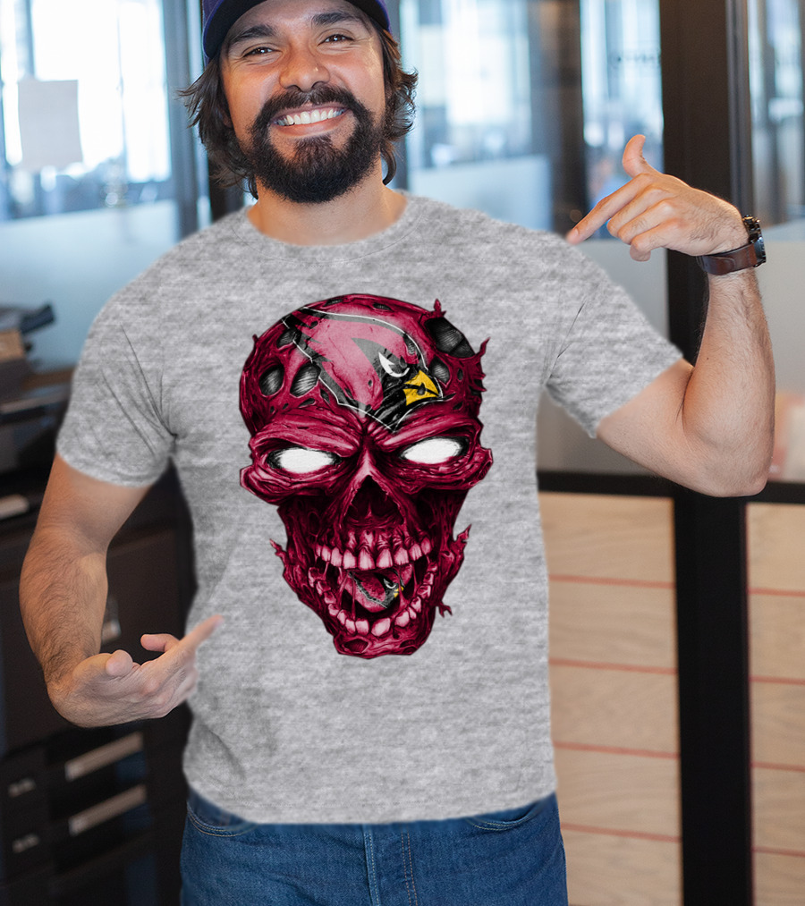 Skull V2 Arizona Cardinals Logo Fusion T-Shirt