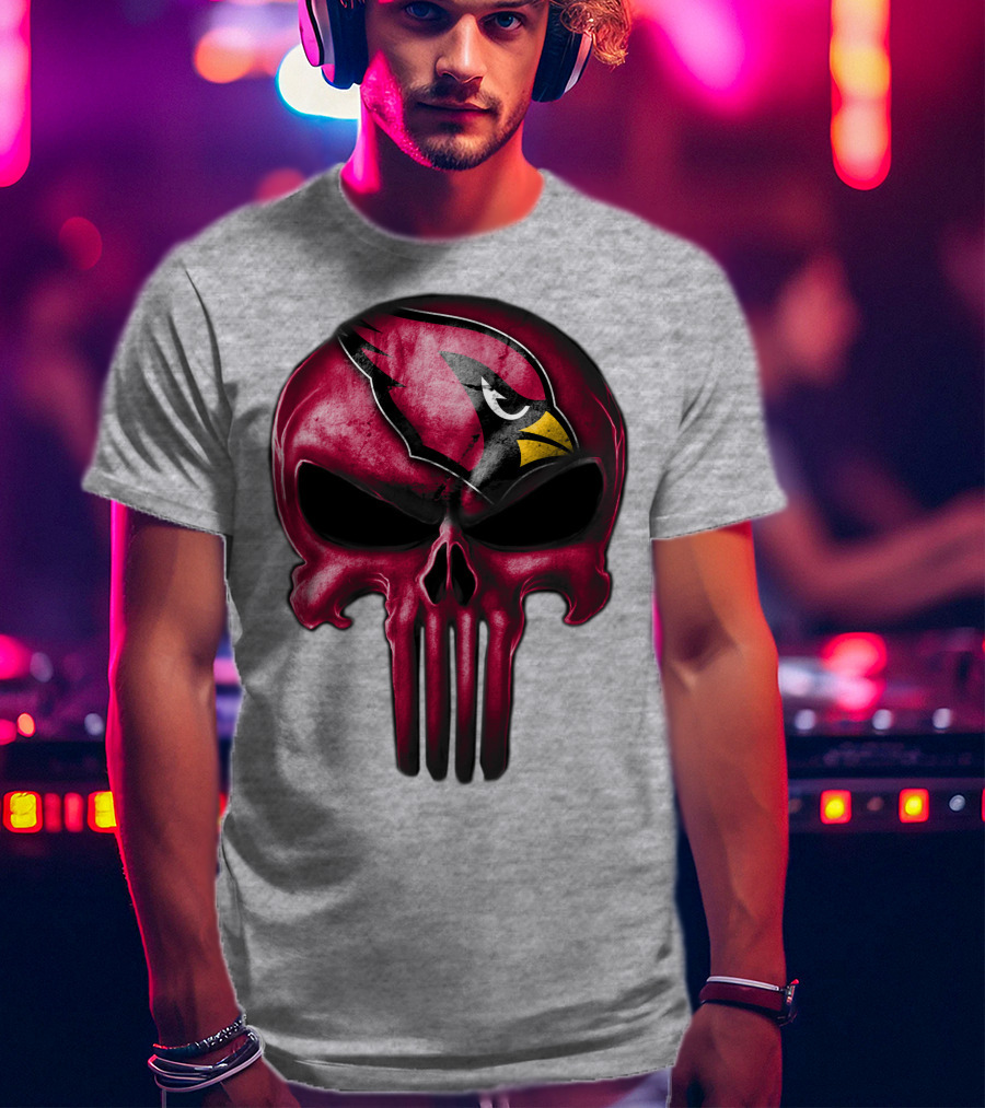 Skull Arizona Cardinals Logo Face T-Shirt