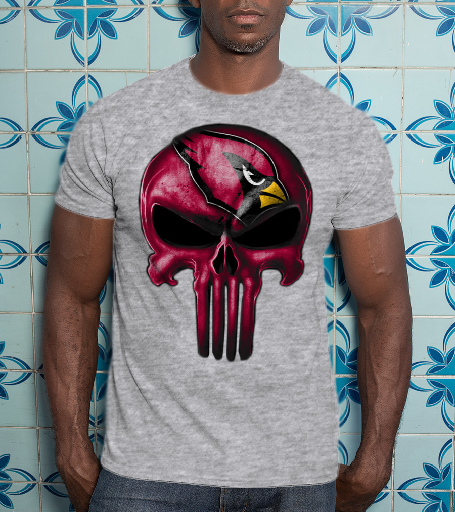 Skull Arizona Cardinals Logo Face T-Shirt