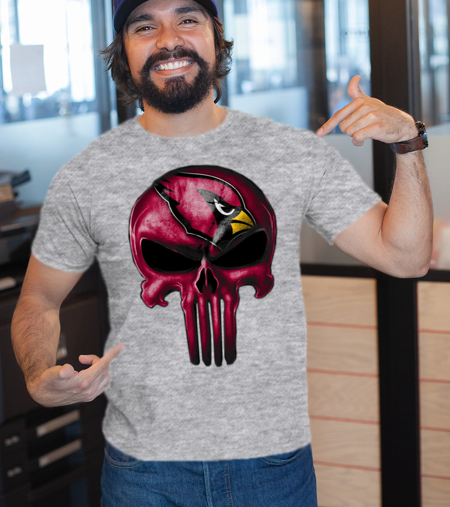 Skull Arizona Cardinals Logo Face T-Shirt