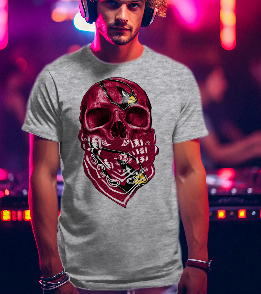 Arizona Cardinals Skull Bandana V5 T-Shirt