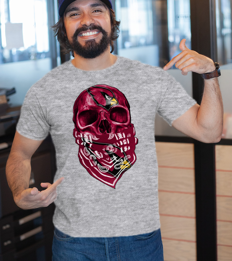 Arizona Cardinals Skull Bandana V5 T-Shirt