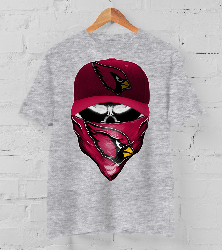 Skull V6 Arizona Cardinals Bold Logo Hat And Bandana T-Shirt