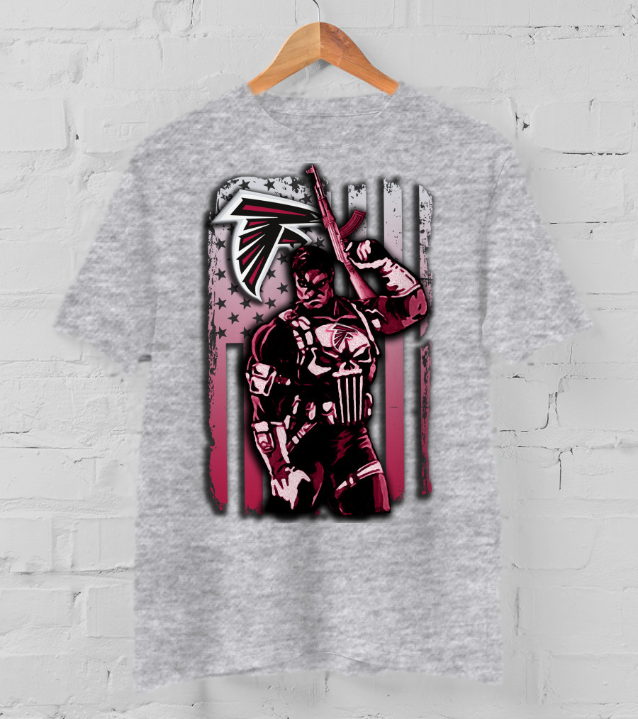 Atlanta Falcons Punisher Soldier American Flag T-Shirt