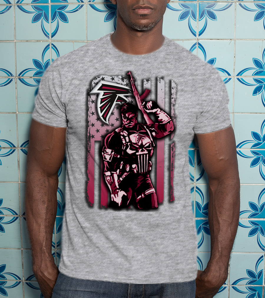 Atlanta Falcons Punisher Soldier American Flag T-Shirt