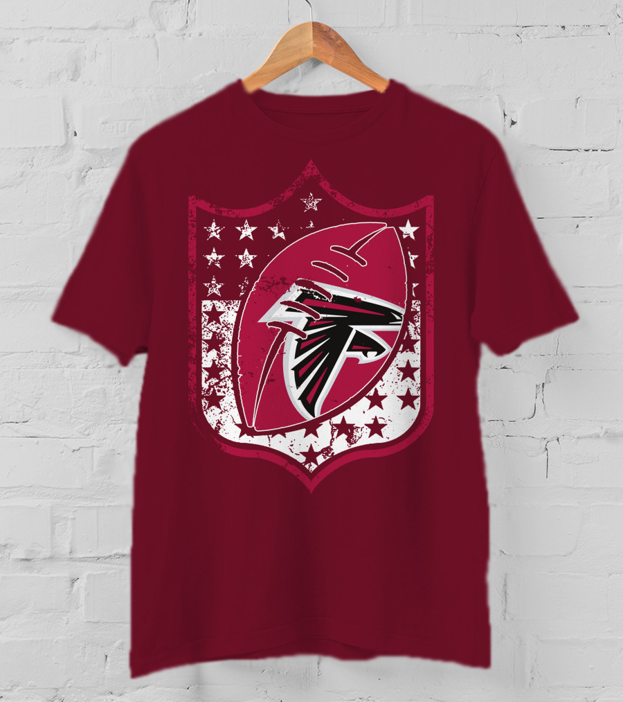 Atlanta Falcons Nfl Logo Shield 42 Red Football Stars T-Shirt