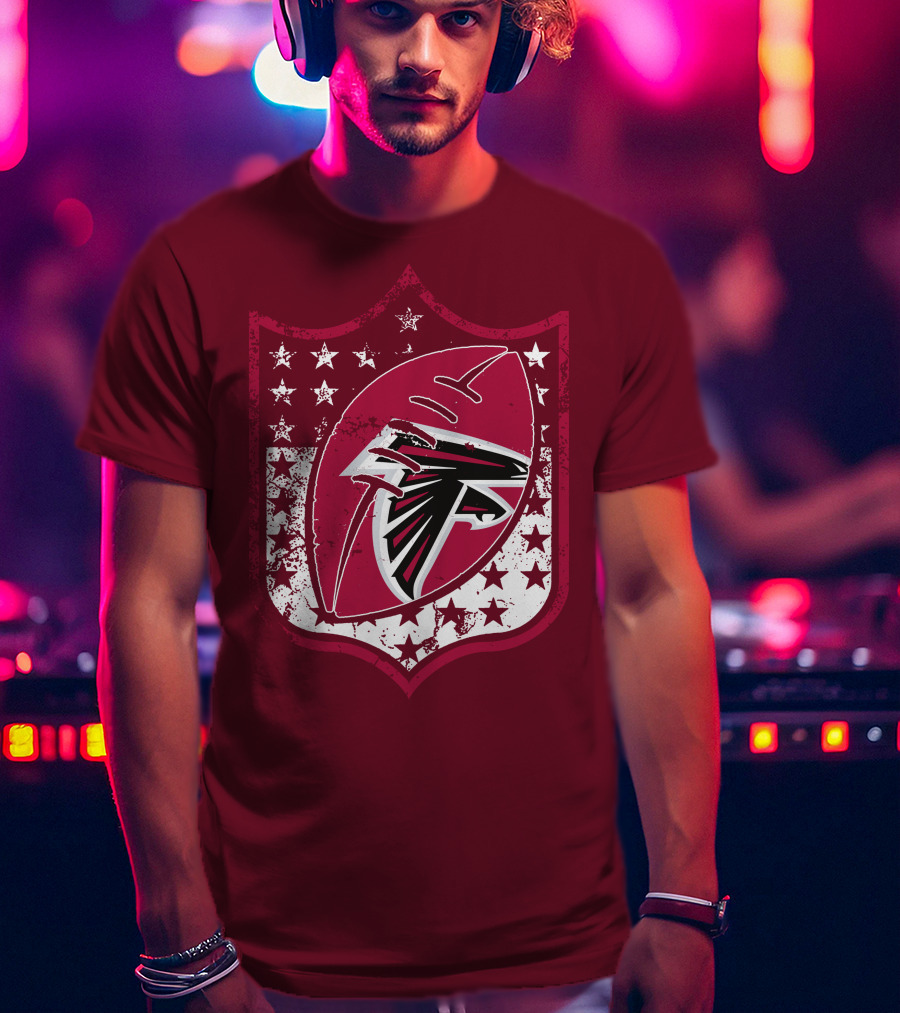 Atlanta Falcons Nfl Logo Shield 42 Red Football Stars T-Shirt