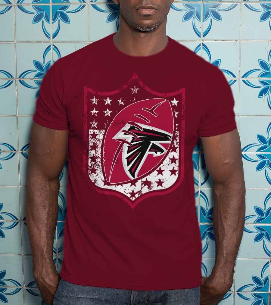 Atlanta Falcons Nfl Logo Shield 42 Red Football Stars T-Shirt