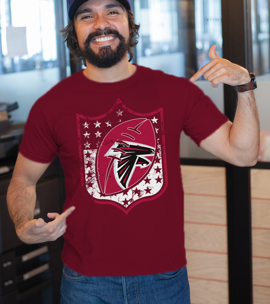 Atlanta Falcons Nfl Logo Shield 42 Red Football Stars T-Shirt