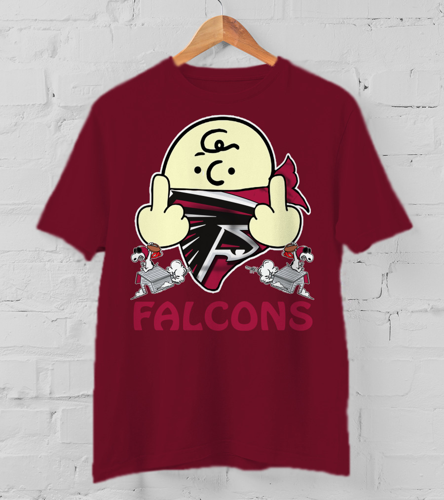 Atlanta Falcons F Symbol Peanuts Angry Charlie Middle Finger Snoopy Doghouse T-Shirt